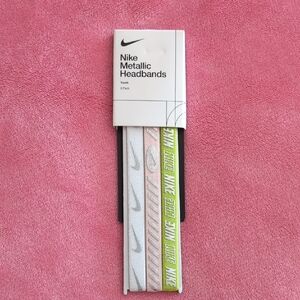 Nike Metallic Headbands in Silver, White, and Lime